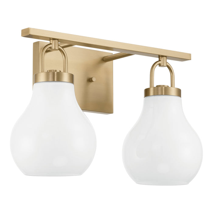 Vanity Light Thesis 207855A Mansfield 16 inch 2 light Champagne Gold Vanity Light with Opal Glass Shades THESIS
