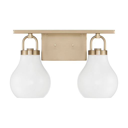 Vanity Light Thesis 207855A Mansfield 16 inch 2 light Champagne Gold Vanity Light with Opal Glass Shades THESIS