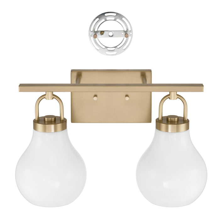 Vanity Light Thesis 207855A Mansfield 16 inch 2 light Champagne Gold Vanity Light with Opal Glass Shades THESIS