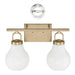 Vanity Light Thesis 207855A Mansfield 16 inch 2 light Champagne Gold Vanity Light with Opal Glass Shades THESIS
