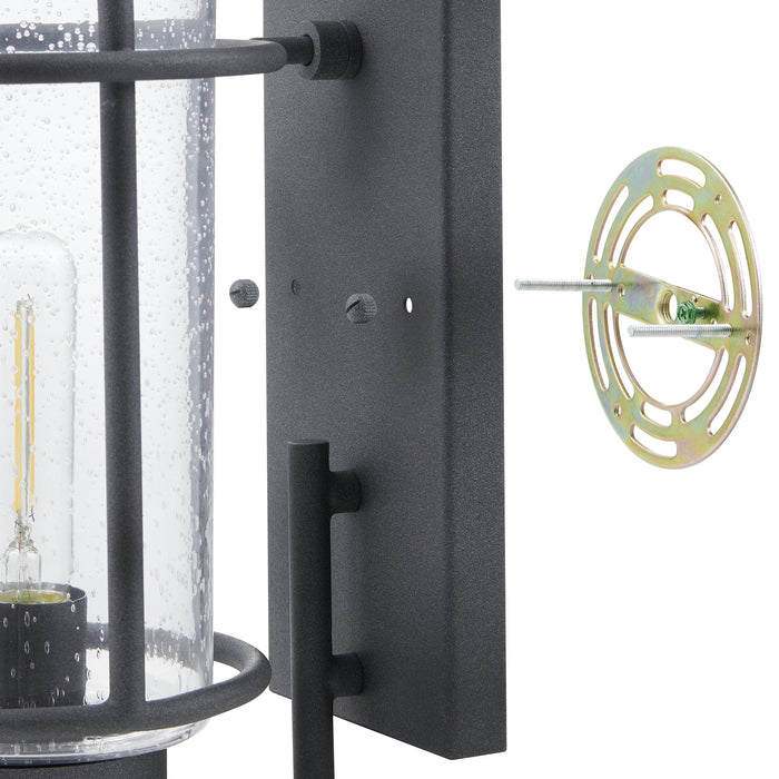 Exterior Wall Sconce Thesis 207076A Taplow 16 inch 1 light Weathered Zinc Exterior Wall Sconce with Clear Seeded Glass Shade THESIS