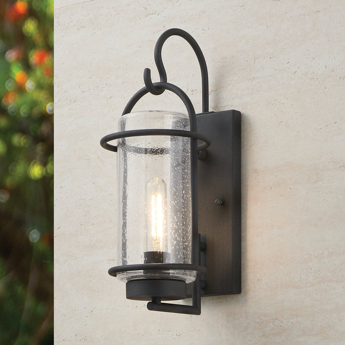 Exterior Wall Sconce Thesis 207076A Taplow 16 inch 1 light Weathered Zinc Exterior Wall Sconce with Clear Seeded Glass Shade THESIS