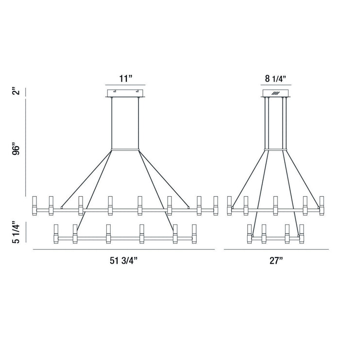 Eurofase 37049-010 Altamont 52" Satin Nickel-Black Mix LED Chandelier