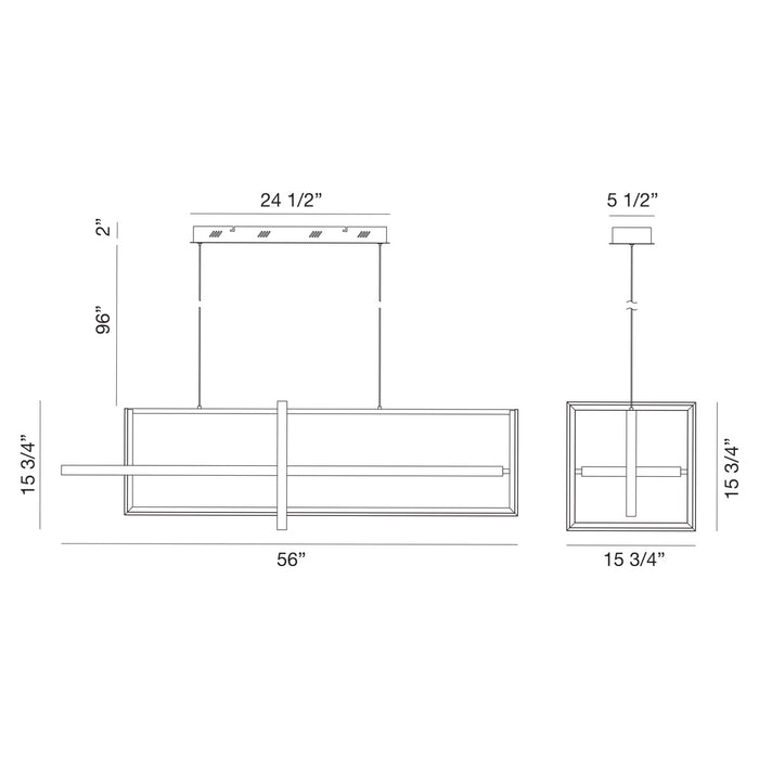 Eurofase 39324-016 Bordo 56" Matte Black LED Chandelier