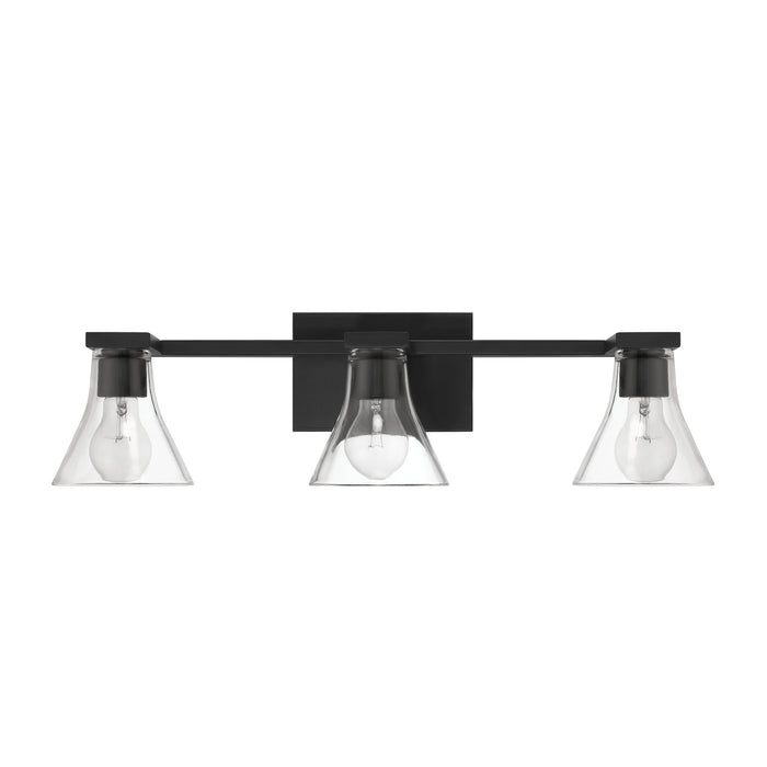Vanity Light Thesis 207663A Gilford 24 inch 3 light Matte Black Vanity Light with Clear Glass Shades THESIS