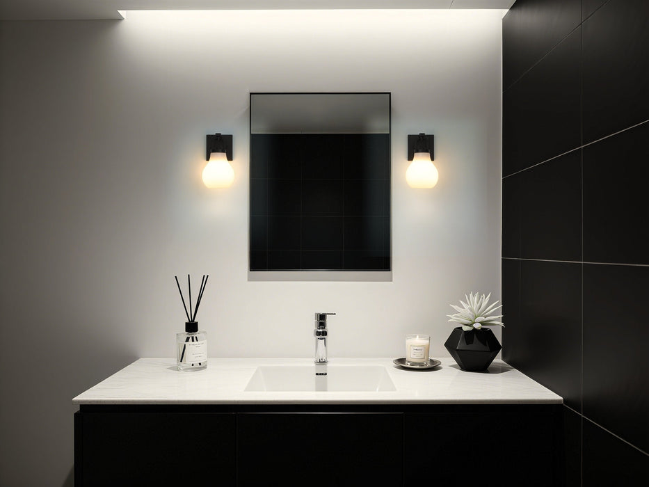 Vanity Light Thesis 207849A Mansfield 6 inch 1 light Matte Black Vanity Light with Opal Glass Shade THESIS