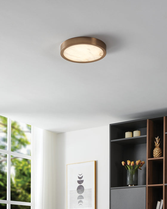 Flush Mount Thesis 207615A Argyle 12 inch Champagne Gold and Natural Alabaster 5CCT LED Flush Mount THESIS