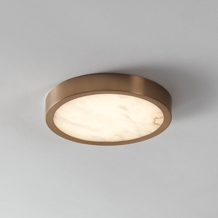 Flush Mount Thesis 207615A Argyle 12 inch Champagne Gold and Natural Alabaster 5CCT LED Flush Mount THESIS