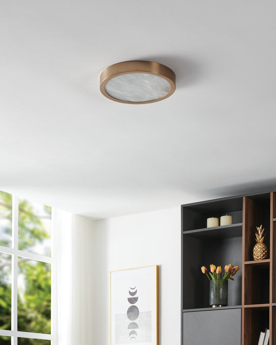 Flush Mount Thesis 207615A Argyle 12 inch Champagne Gold and Natural Alabaster 5CCT LED Flush Mount THESIS