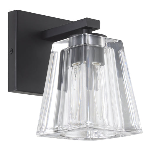 Vanity Light Thesis 206979A Valentin 4 inch 1 light Matte Black Vanity Light with Clear Pressed Glass Shade THESIS