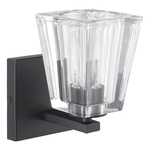 Vanity Light Thesis 206979A Valentin 4 inch 1 light Matte Black Vanity Light with Clear Pressed Glass Shade THESIS