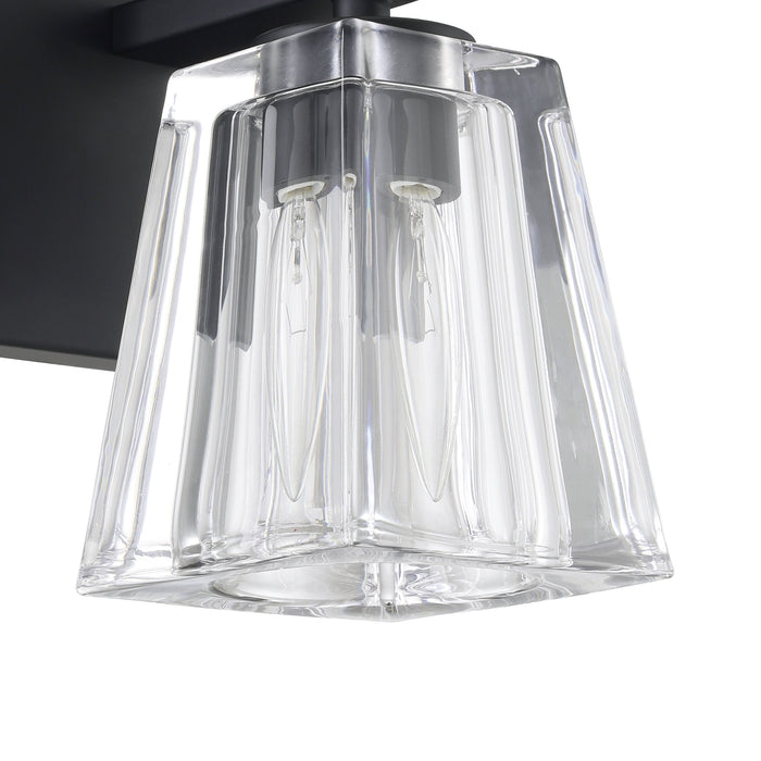 Vanity Light Thesis 206979A Valentin 4 inch 1 light Matte Black Vanity Light with Clear Pressed Glass Shade THESIS