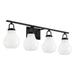 Vanity Light Thesis 207853A Mansfield 34 inch 4 light Matte Black Vanity Light with Opal Glass Shades THESIS