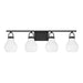 Vanity Light Thesis 207853A Mansfield 34 inch 4 light Matte Black Vanity Light with Opal Glass Shades THESIS