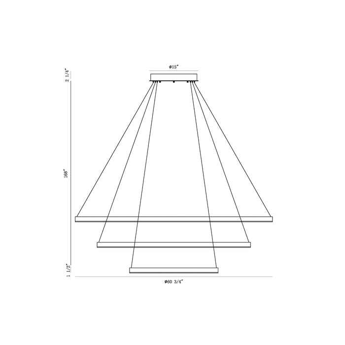 Eurofase 31474-016 Spunto 61" Brushed Silver LED Chandelier
