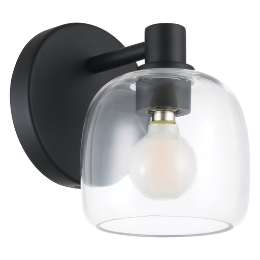 Vanity Light Thesis 206996A Valentina 5 inch 1 light Matte Black Vanity Light with Clear Glass Shade THESIS