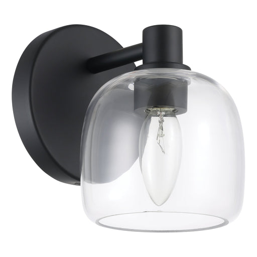 Vanity Light Thesis 206996A Valentina 5 inch 1 light Matte Black Vanity Light with Clear Glass Shade THESIS