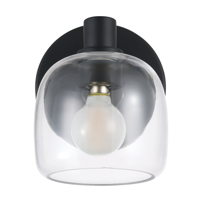 Vanity Light Thesis 206996A Valentina 5 inch 1 light Matte Black Vanity Light with Clear Glass Shade THESIS