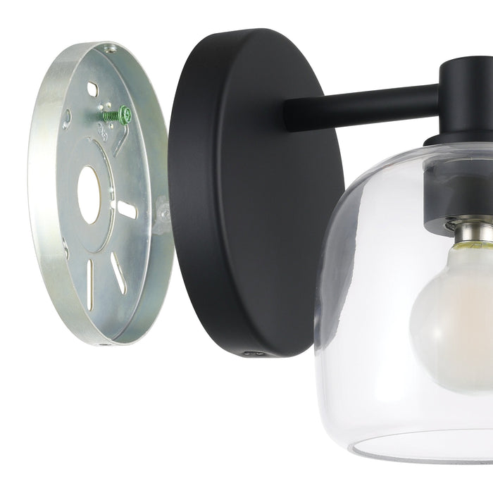 Vanity Light Thesis 206996A Valentina 5 inch 1 light Matte Black Vanity Light with Clear Glass Shade THESIS