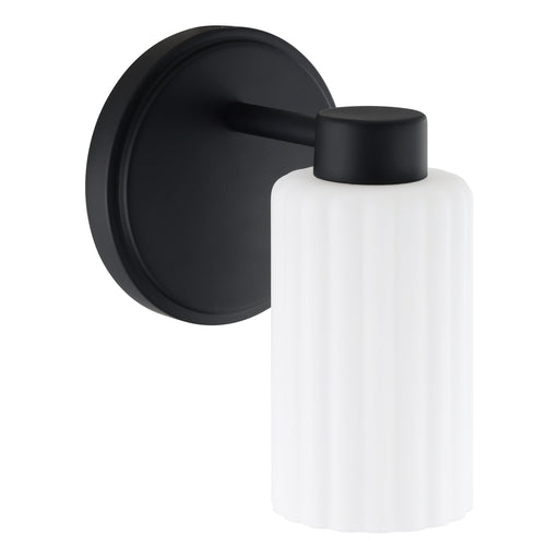 Vanity Light Thesis 207024A Bedminster 5 inch 1 light Matte Black Vanity Light with Etched Opal Ribbed Glass Shade THESIS