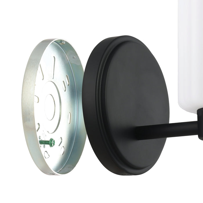 Vanity Light Thesis 207024A Bedminster 5 inch 1 light Matte Black Vanity Light with Etched Opal Ribbed Glass Shade THESIS