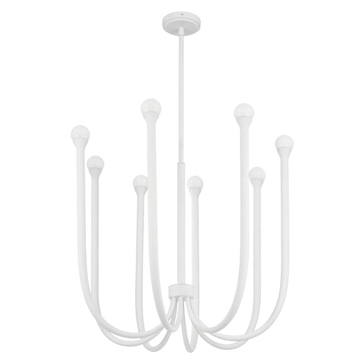 Chandelier Thesis 207254A Dahlia 28 inch 8 light Textured White Chandelier with Opal Glass Shades THESIS