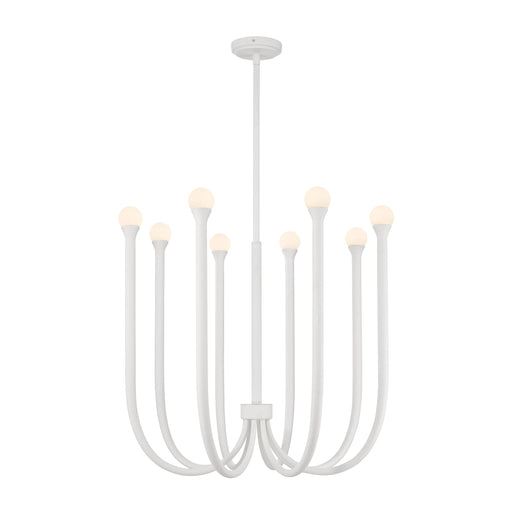 Chandelier Thesis 207254A Dahlia 28 inch 8 light Textured White Chandelier with Opal Glass Shades THESIS