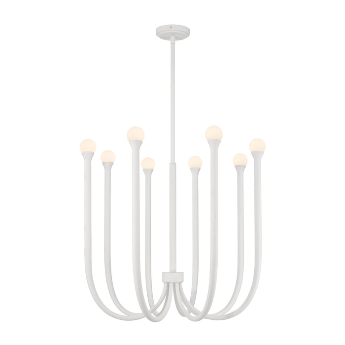 Chandelier Thesis 207254A Dahlia 28 inch 8 light Textured White Chandelier with Opal Glass Shades THESIS
