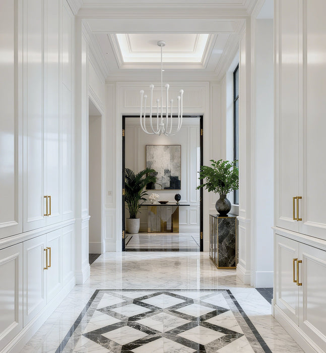 Chandelier Thesis 207254A Dahlia 28 inch 8 light Textured White Chandelier with Opal Glass Shades THESIS