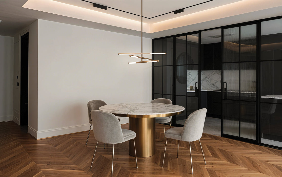 Chandelier Thesis 207279A Overture 24 inch 6 light Champagne Gold 5CCT LED Chandelier THESIS