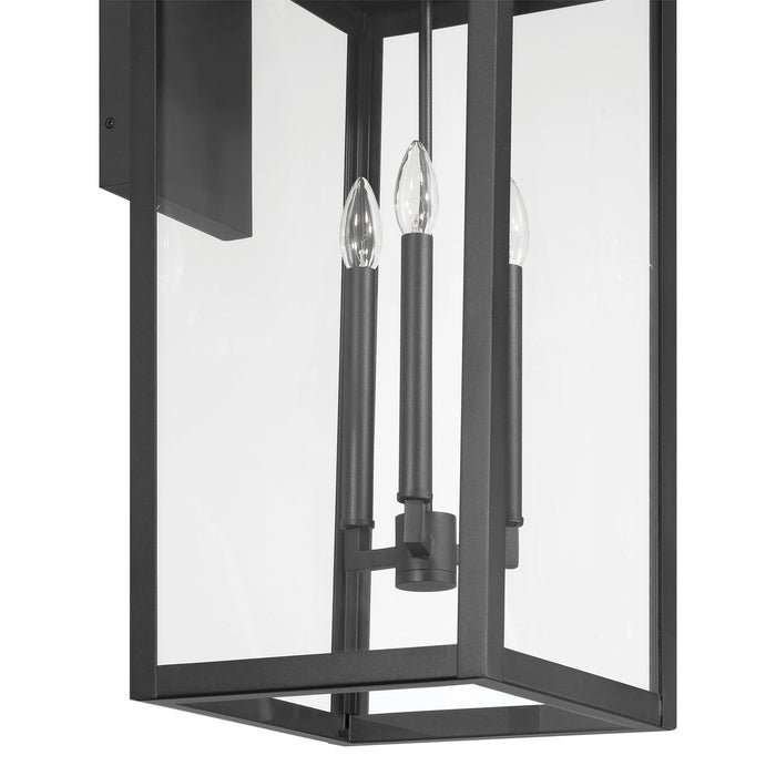 Exterior Wall Sconce Thesis 207744A Hillside 31 inch 3 light Textured Black Exterior Wall Sconce with Clear Glass THESIS