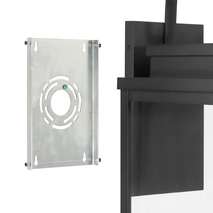 Exterior Wall Sconce Thesis 207744A Hillside 31 inch 3 light Textured Black Exterior Wall Sconce with Clear Glass THESIS