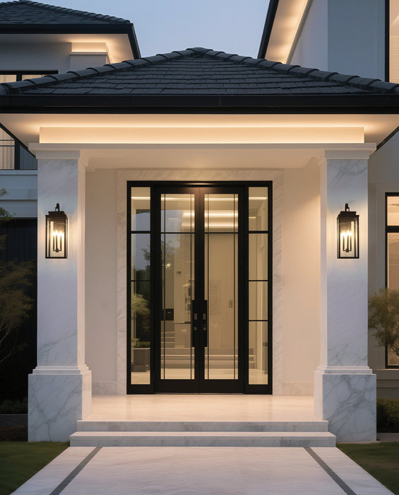 Exterior Wall Sconce Thesis 207744A Hillside 31 inch 3 light Textured Black Exterior Wall Sconce with Clear Glass THESIS