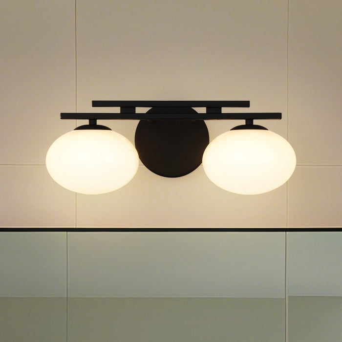 Vanity Light Thesis 207391A Julep 16 inch 2 light Matte Black Vanity Light with Opal Glass Shades THESIS