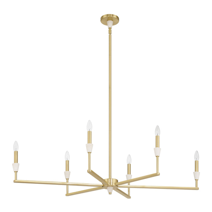 Chandelier Thesis 207359A Montclair 46 inch 6 light Brushed Gold and Natural Alabaster Linear Chandelier THESIS