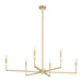 Chandelier Thesis 207359A Montclair 46 inch 6 light Brushed Gold and Natural Alabaster Linear Chandelier THESIS