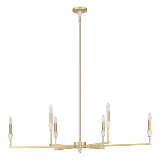 Chandelier Thesis 207359A Montclair 46 inch 6 light Brushed Gold and Natural Alabaster Linear Chandelier THESIS