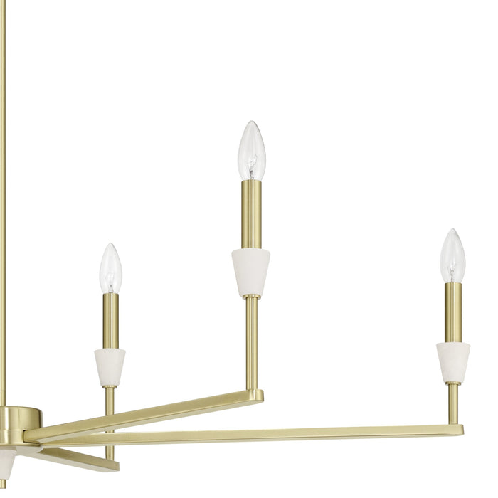 Chandelier Thesis 207359A Montclair 46 inch 6 light Brushed Gold and Natural Alabaster Linear Chandelier THESIS