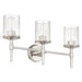 Vanity Light Thesis 207698A Andrea 24 inch 3 light Polished Nickel Vanity Light with Clear Ribbed Glass Shades THESIS