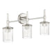 Vanity Light Thesis 207698A Andrea 24 inch 3 light Polished Nickel Vanity Light with Clear Ribbed Glass Shades THESIS