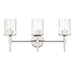Vanity Light Thesis 207698A Andrea 24 inch 3 light Polished Nickel Vanity Light with Clear Ribbed Glass Shades THESIS