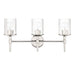 Vanity Light Thesis 207698A Andrea 24 inch 3 light Polished Nickel Vanity Light with Clear Ribbed Glass Shades THESIS