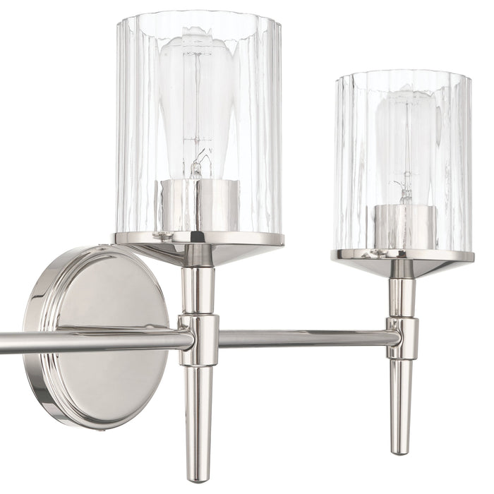 Vanity Light Thesis 207698A Andrea 24 inch 3 light Polished Nickel Vanity Light with Clear Ribbed Glass Shades THESIS