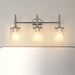 Vanity Light Thesis 207698A Andrea 24 inch 3 light Polished Nickel Vanity Light with Clear Ribbed Glass Shades THESIS