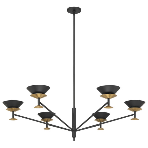 Chandelier Thesis 207315A Tremolo 48 inch 6 light Textured Black and Champagne Gold Chandelier THESIS