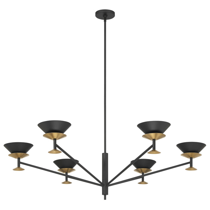 Chandelier Thesis 207315A Tremolo 48 inch 6 light Textured Black and Champagne Gold Chandelier THESIS