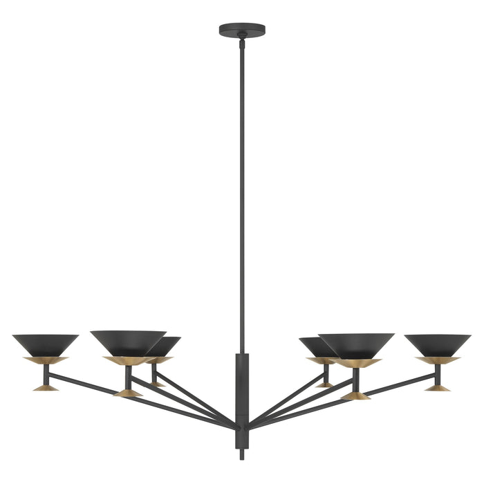 Chandelier Thesis 207315A Tremolo 48 inch 6 light Textured Black and Champagne Gold Chandelier THESIS