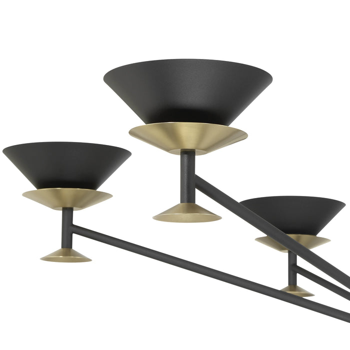 Chandelier Thesis 207315A Tremolo 48 inch 6 light Textured Black and Champagne Gold Chandelier THESIS