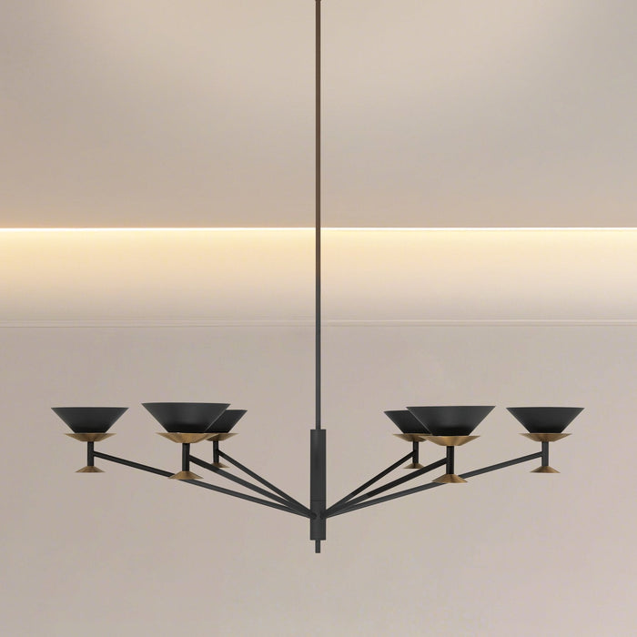 Chandelier Thesis 207315A Tremolo 48 inch 6 light Textured Black and Champagne Gold Chandelier THESIS