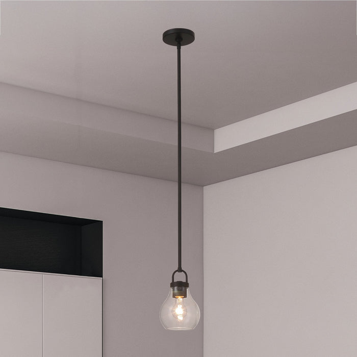 Pendant Light Thesis 207643A Mansfield 6 inch 1 light Matte Black Pendant Light with Clear Glass Shade THESIS